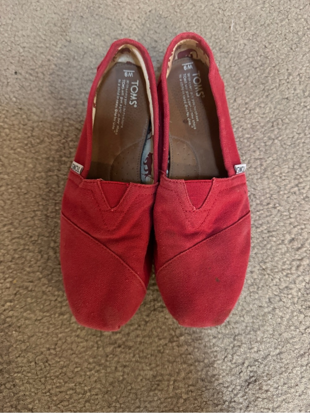 Toms Red Canvas Slip-On Flats